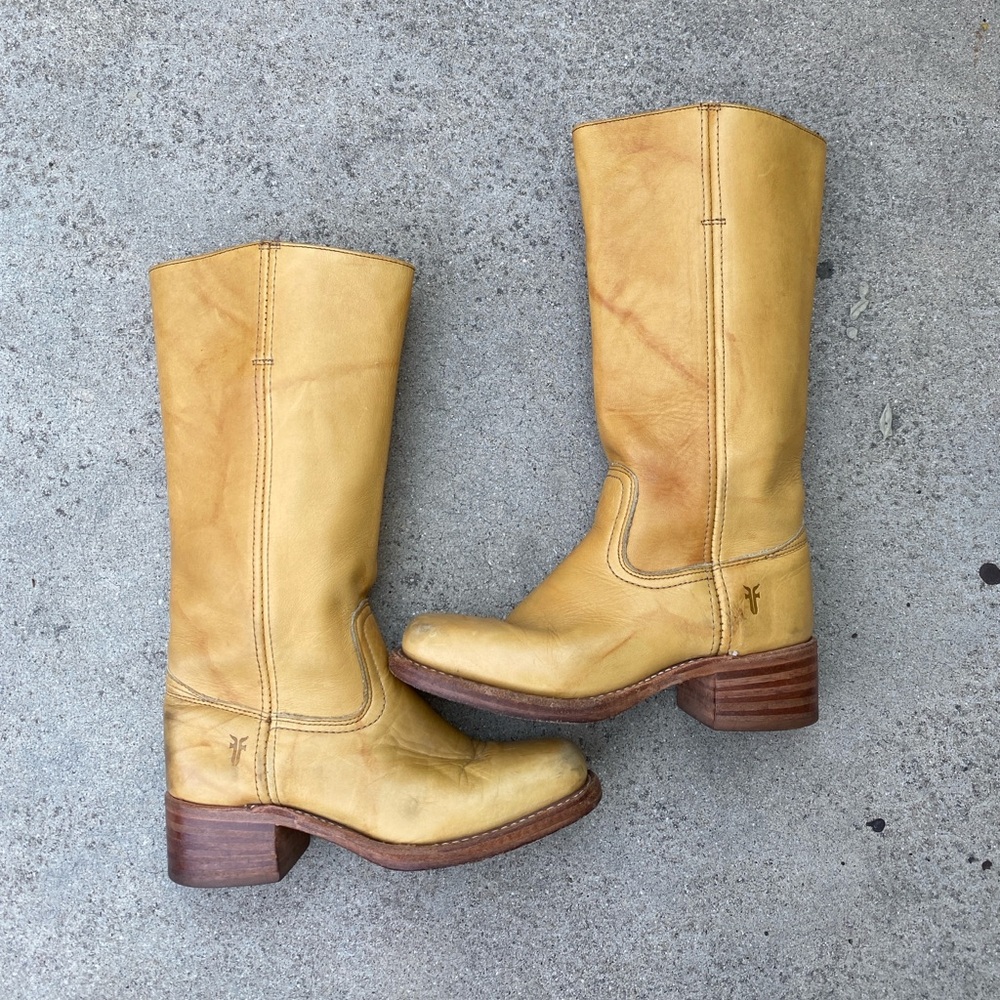 Frye Vintage Campus Banana Leather Tall Boots 77050-2 Women’s Size 7.5M